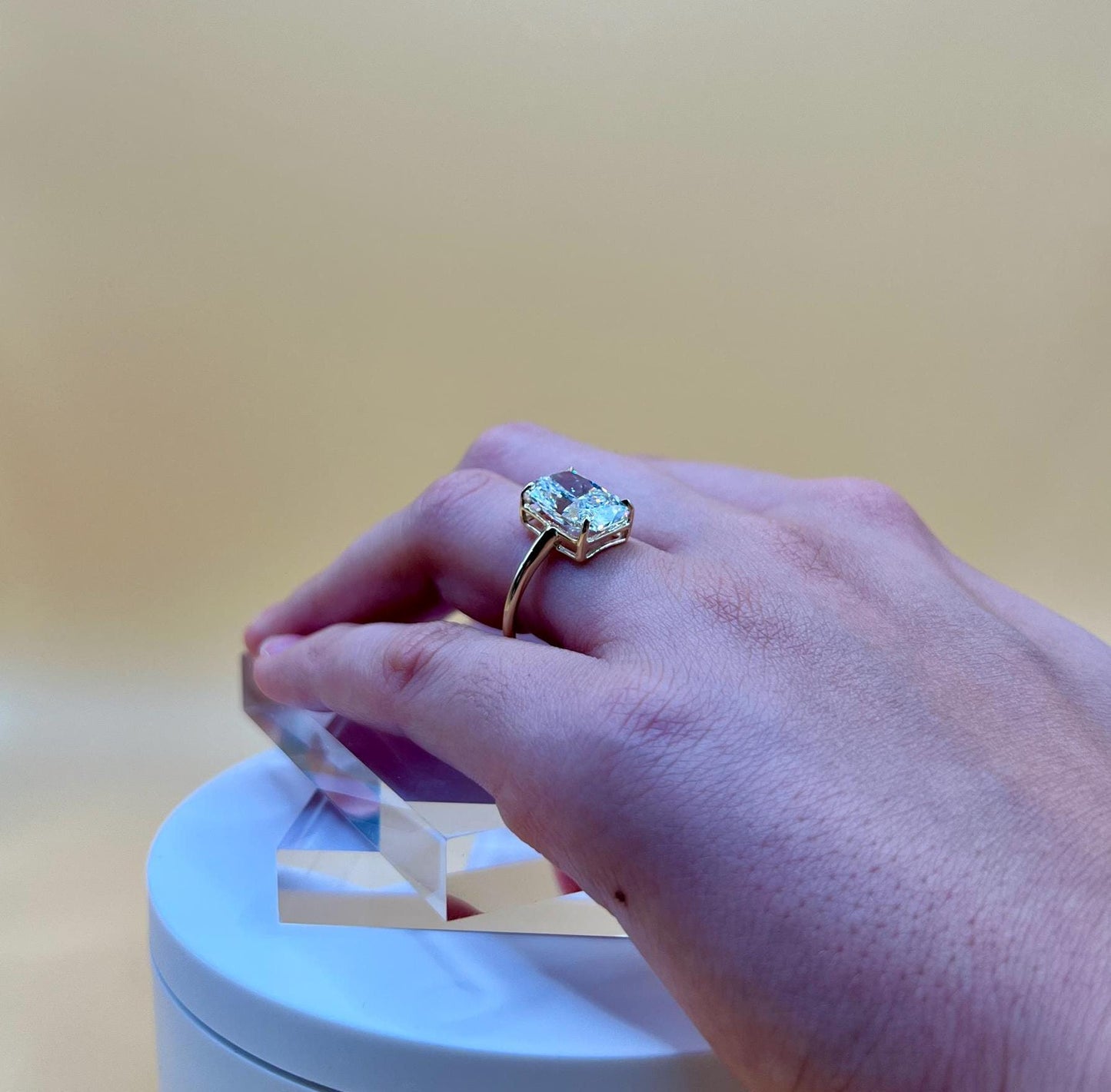 Engagement Ring, 6 CT Cushion Lab Grown Diamond Ring, 14K Gold Elongated Cushion Solitaire Ring, Certified Real Lab Created