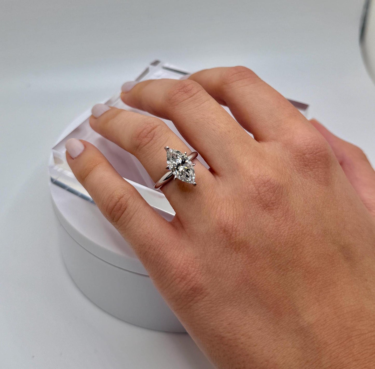 Marquise Engagement Ring, 2 CT Lab Grown Diamond Ring, 14K Gold Solitaire Ring, Certified Real Lab Created