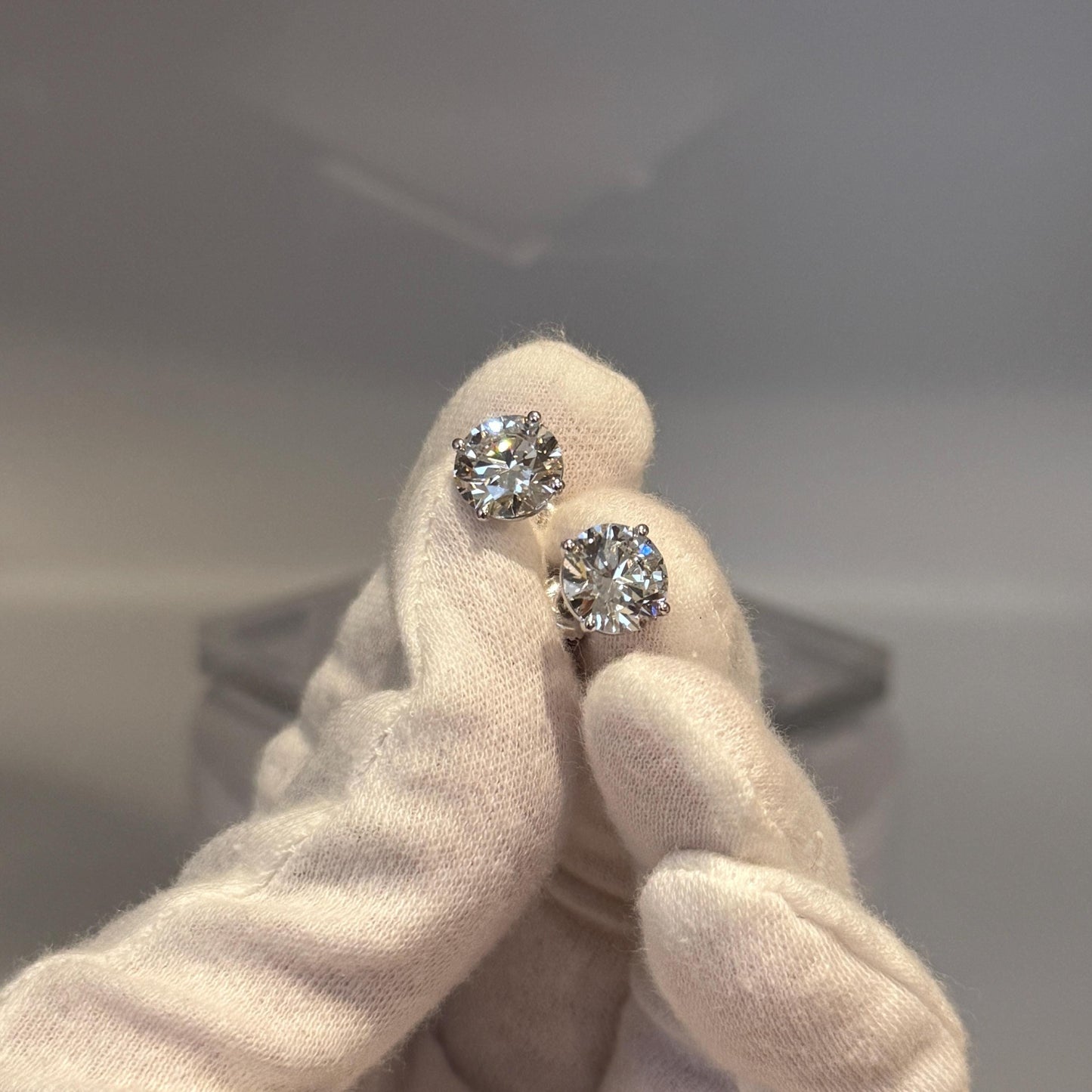 Lab Grown Diamond Earrings | 5 CTW Round Certified | 2.5 CT Each Stud | 14K Gold Earring Studs | Gift for Her Wedding/Birthday/Anniversary