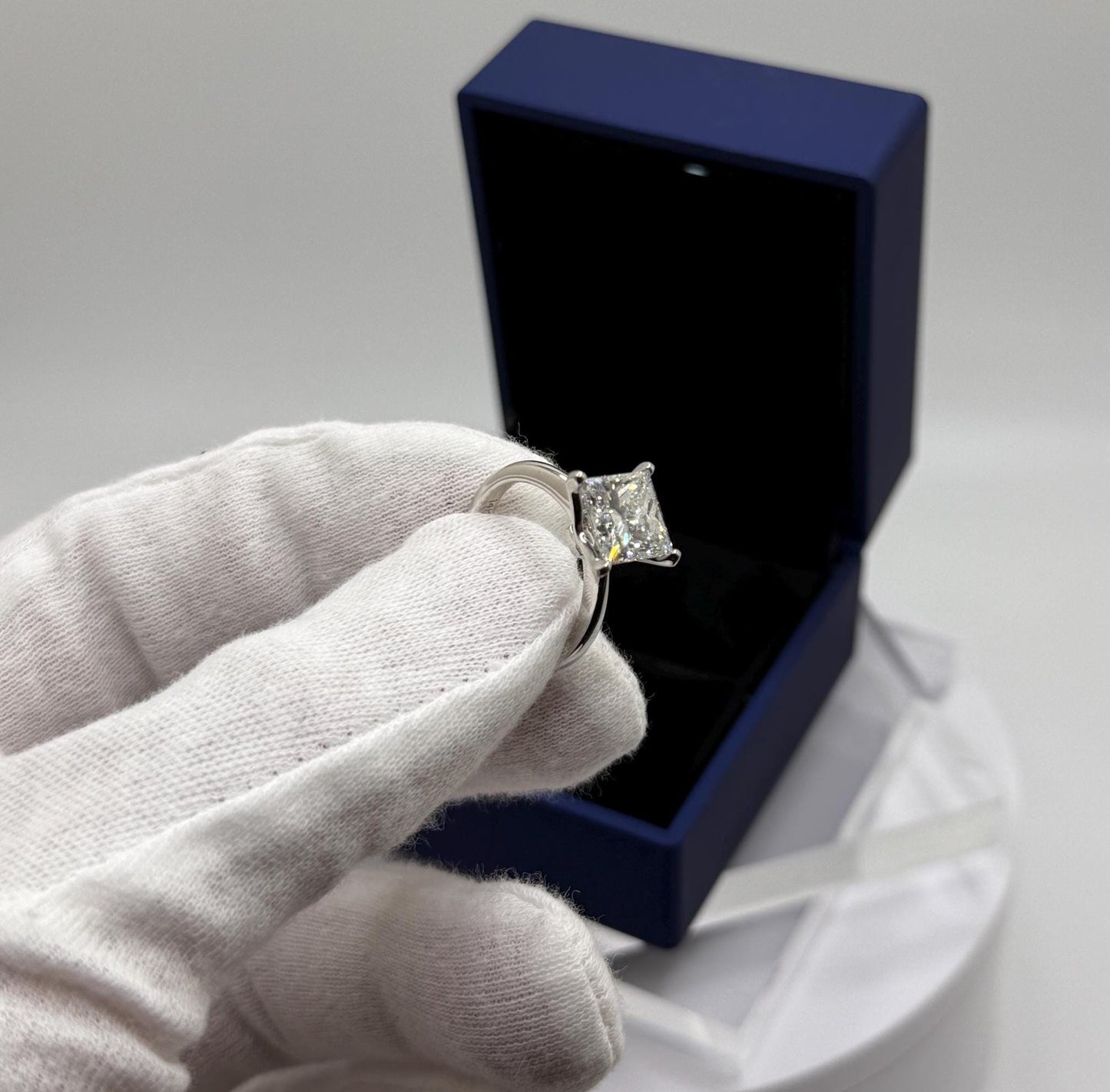 Princess Engagement Ring, 3 CT Princess Cut Lab Grown Diamond Ring, 14K Gold Solitaire Ring, Certified Real Lab Created