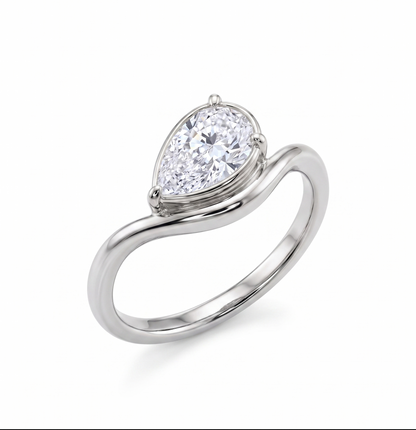 Pear Shaped Pinky Ring • Certified Lab Grown Diamond • 0.75 CT • 14K Gold