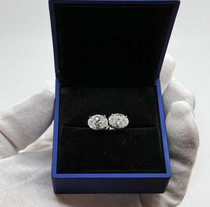 Oval 4 CT Certified Lab Grown Diamond Stud Earrings (2 CT Each)