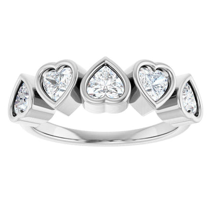 14K Gold Five Heart Certified Lab Grown Diamond Ring - 1 CT
