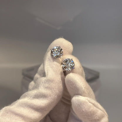 6 CT Round Certified Lab Grown Diamond Stud Earrings (3 CT Each)