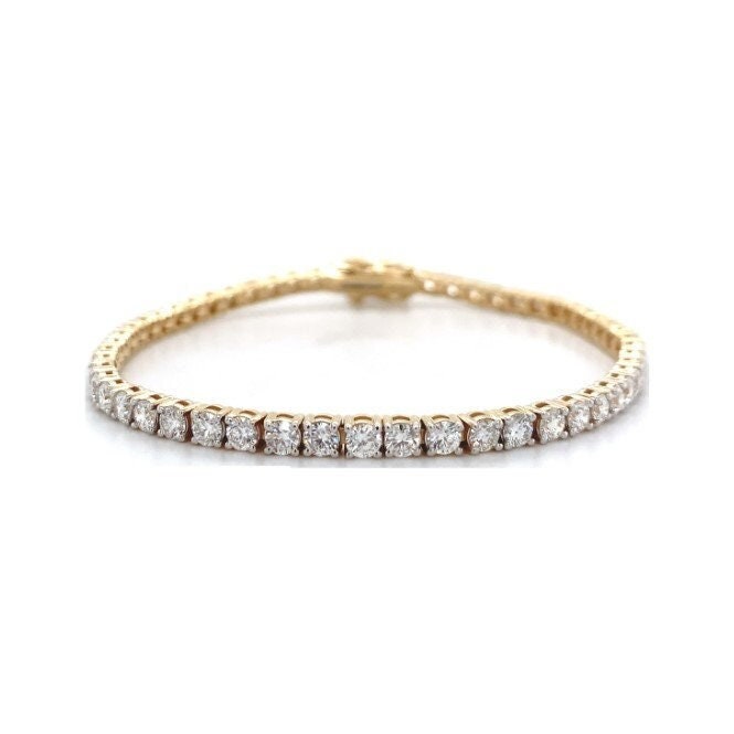 5 Ct Lab Grown Diamond Tennis Bracelet: 14K Yellow Gold, 7 Inch