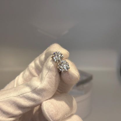 4 CT Round Certified Lab Grown Diamond Stud Earrings (2 CT Each)