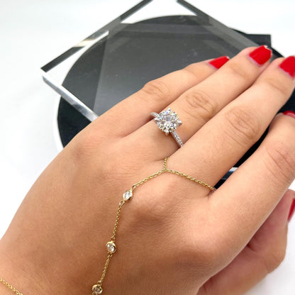 Pavé 2 CT Round Certified Lab Grown Diamond Engagement Ring