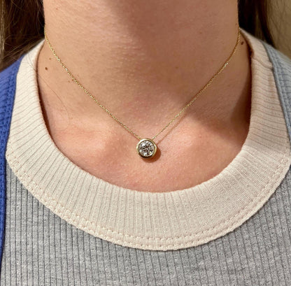 2 CT Certified Lab Grown Diamond Bezel Solitaire Necklace