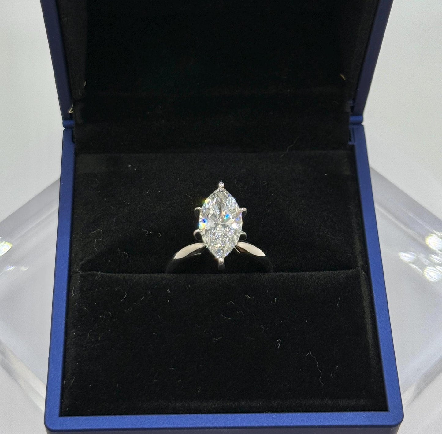 Marquise Engagement Ring, 4 CT Lab Grown Diamond Ring, 14K Gold Solitaire Ring, Certified Real Lab Created