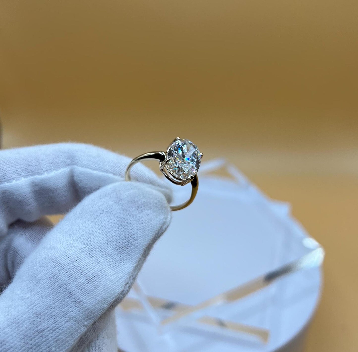 Engagement Ring, 6 CT Oval Lab Grown Diamond Ring, 14K Gold Solitaire Ring, Certified Real Lab Created