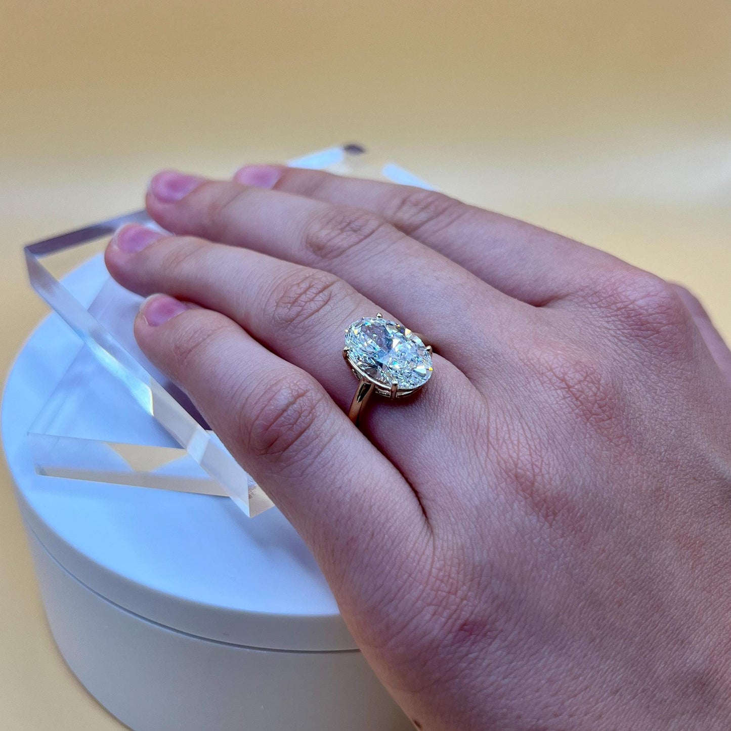 Engagement Ring, 6 CT Oval Lab Grown Diamond Ring, 14K Gold Solitaire Ring, Certified Real Lab Created