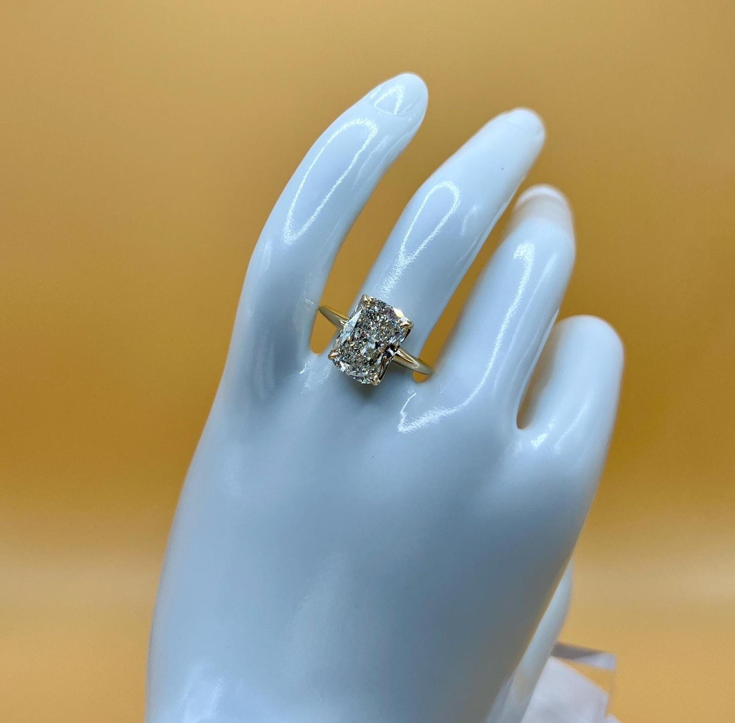 Engagement Ring, 6 CT Cushion Lab Grown Diamond Ring, 14K Gold Elongated Cushion Solitaire Ring, Certified Real Lab Created
