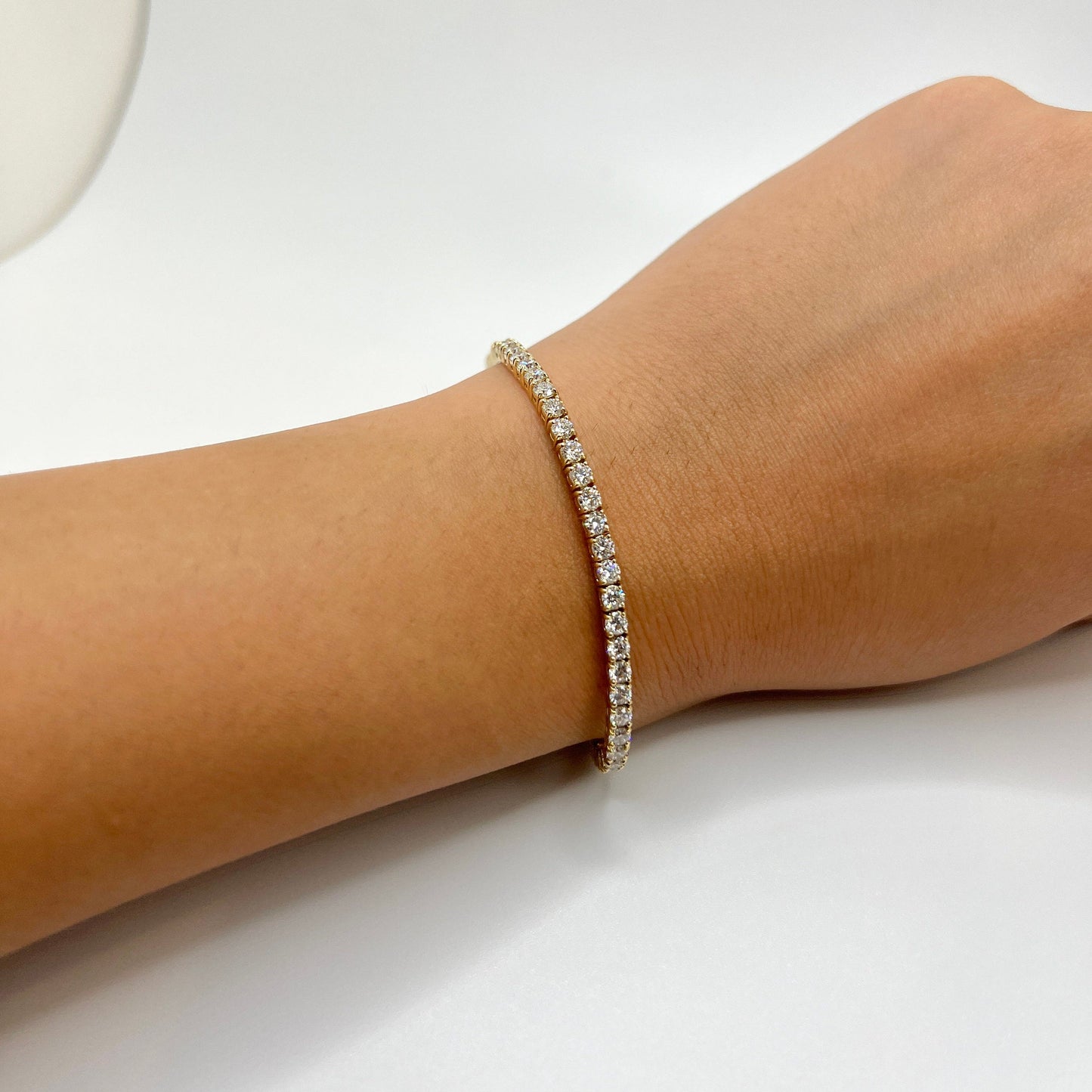 5 Ct Lab Grown Diamond Tennis Bracelet: 14K Yellow Gold, 7 Inch