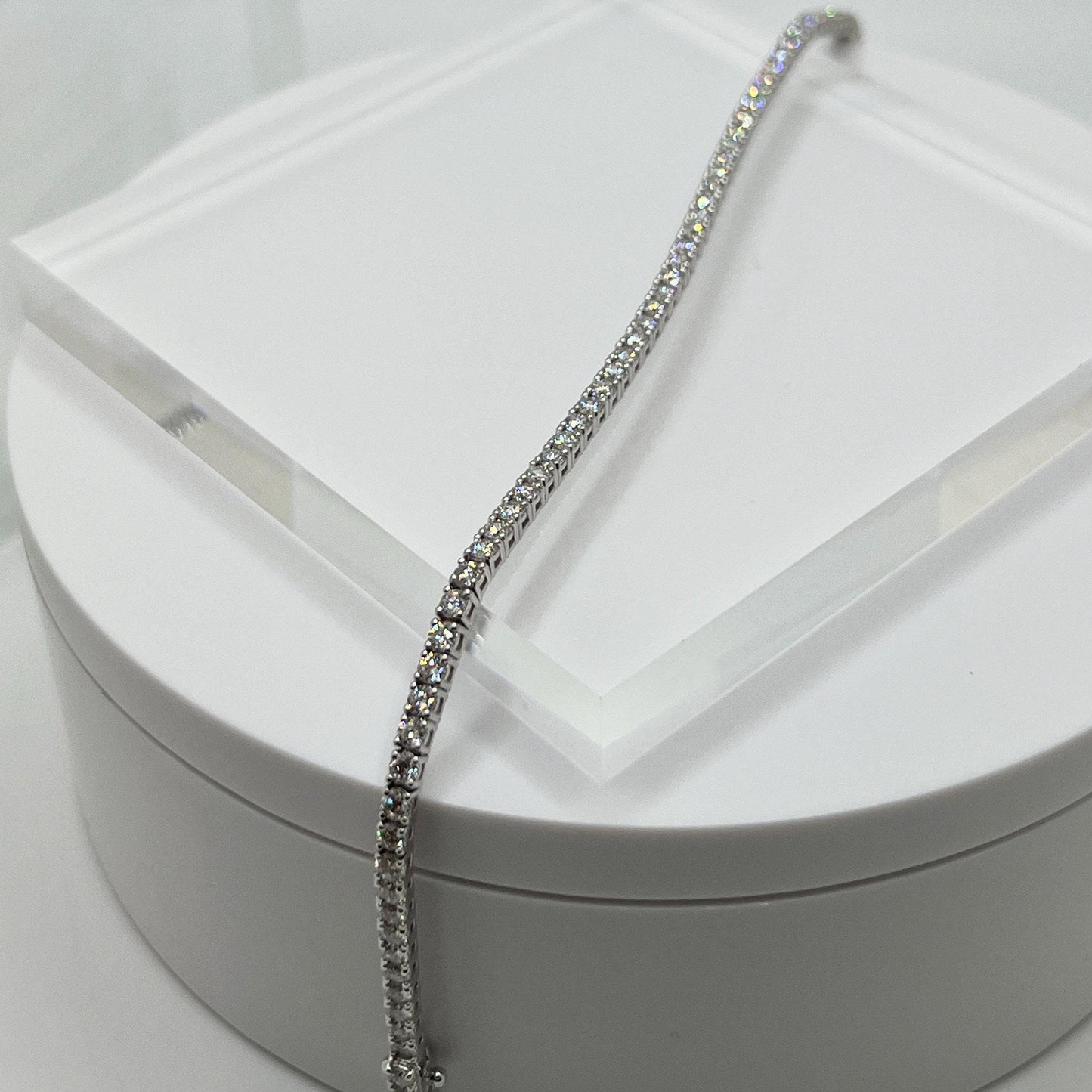 4 Ct Lab Grown Diamond Tennis Bracelet: 14K White Gold Eternity Bracelet - 8"