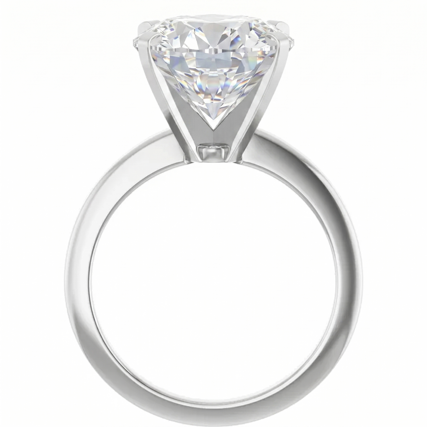 A large, clear diamond set in a silver ring.