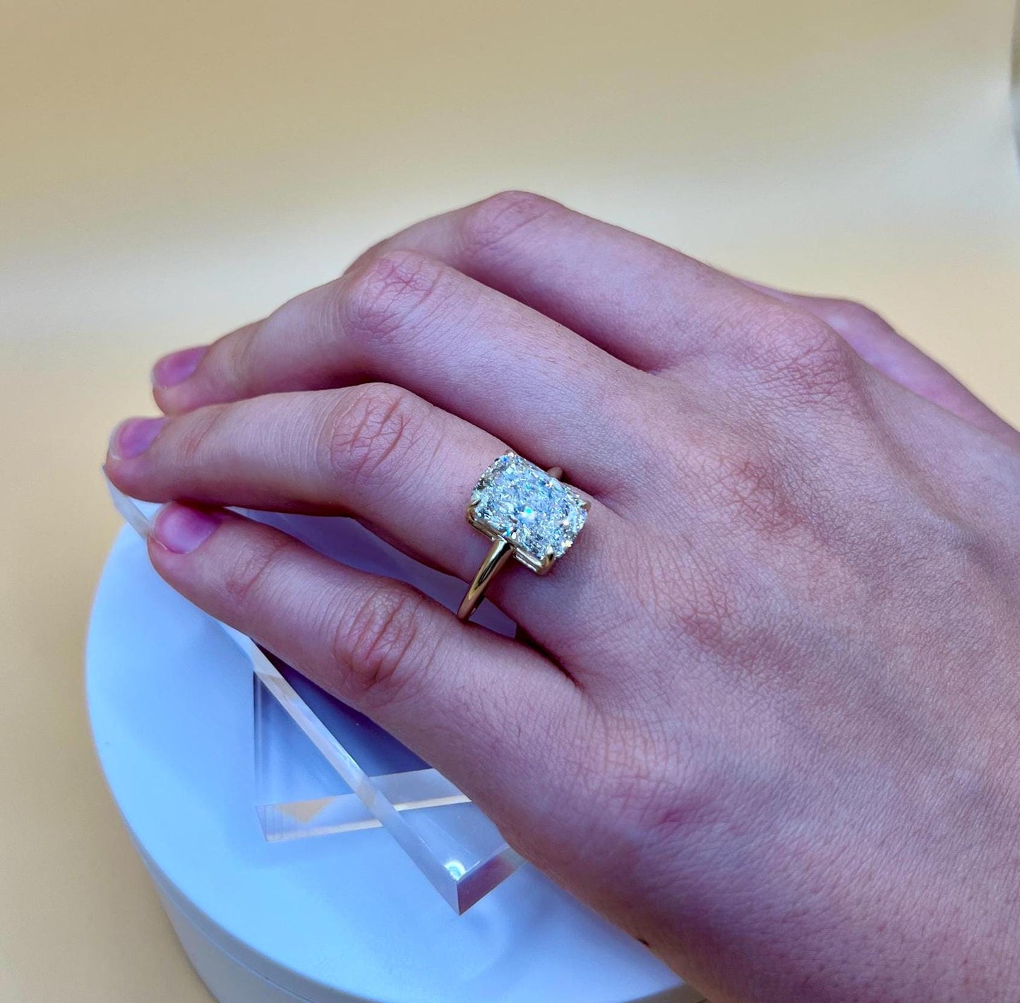 Engagement Ring, 6 CT Cushion Lab Grown Diamond Ring, 14K Gold Elongated Cushion Solitaire Ring, Certified Real Lab Created
