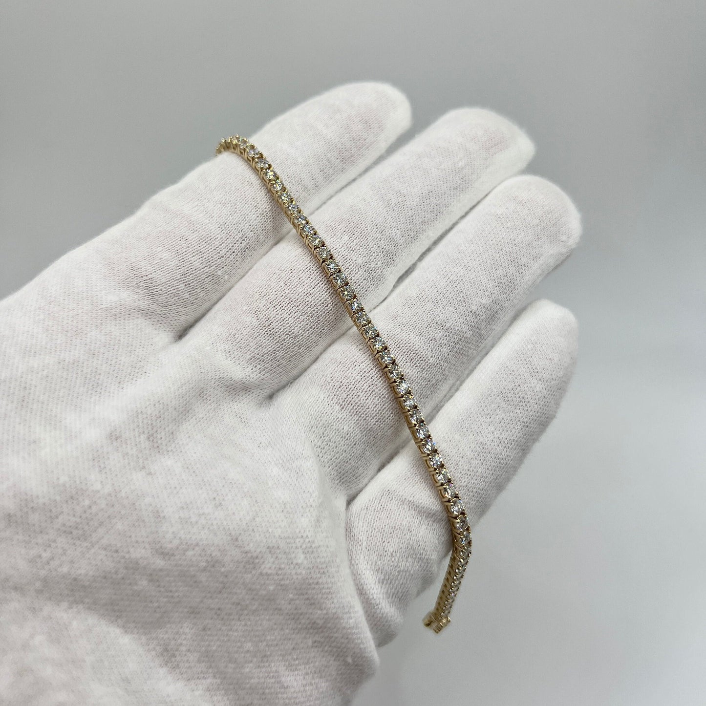 5 Ct Lab Grown Diamond Tennis Bracelet: 14K Yellow Gold, 7 Inch