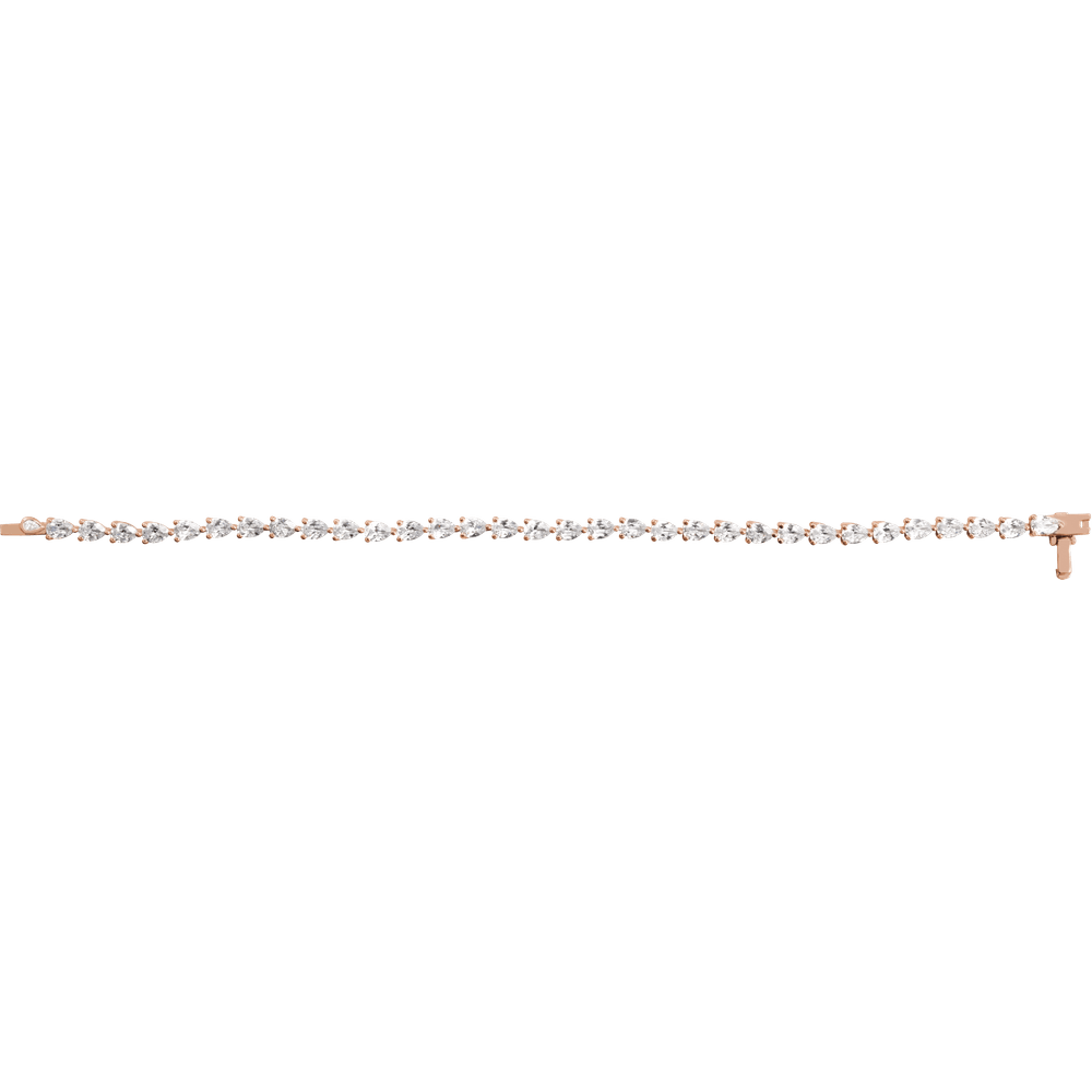 A long necklace with numerous small diamonds or gemstones arranged in a row.