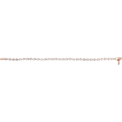 A long necklace with numerous small diamonds or gemstones arranged in a row.