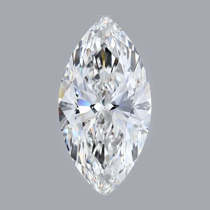 A single, clear, and brilliant diamond is the main focus of the image, set against a gray background.