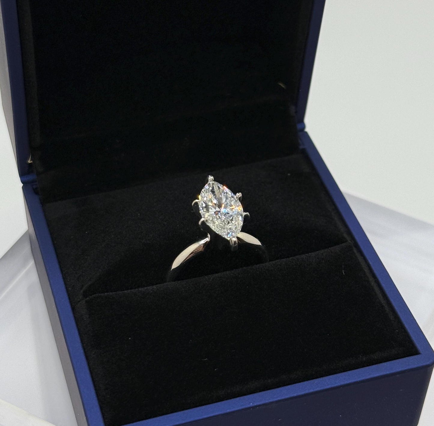 Marquise Engagement Ring, 4 CT Lab Grown Diamond Ring, 14K Gold Solitaire Ring, Certified Real Lab Created