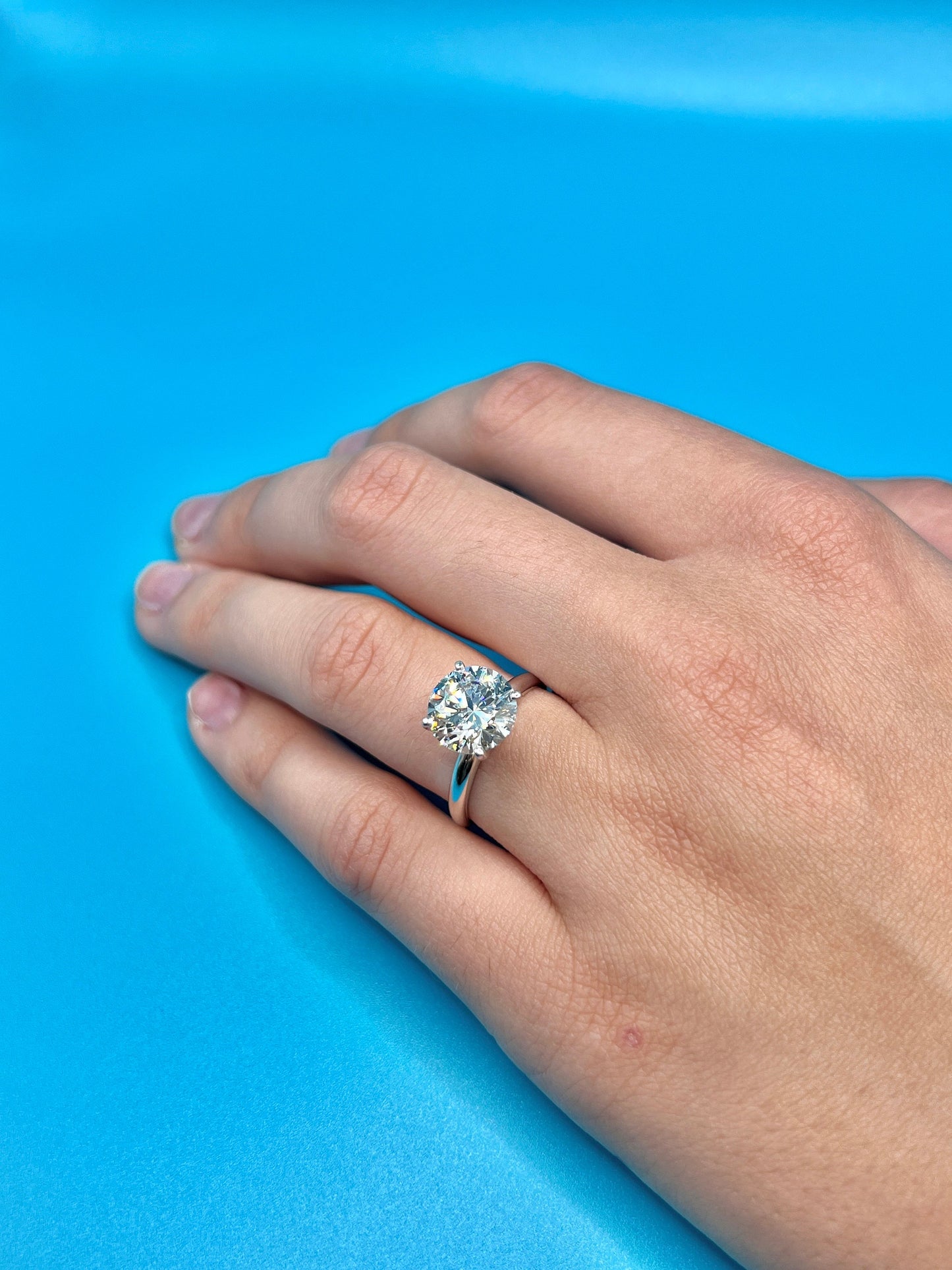 Engagement Ring, 6 CT Round Lab Grown Diamond Ring, 14K Gold Solitaire Ring, Certified Real Lab Created