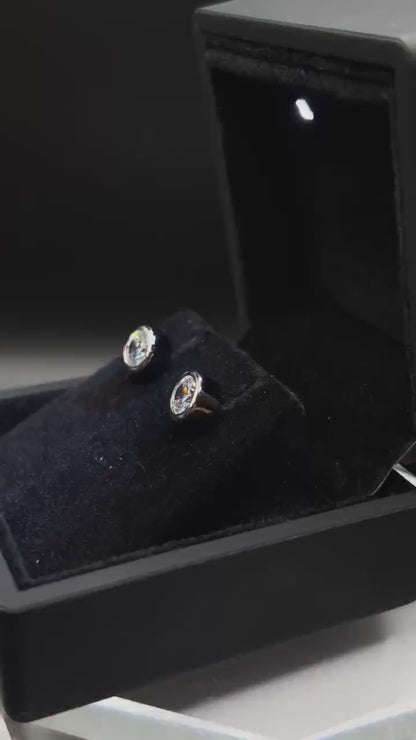 Bezel 3 CT Round Certified Lab Grown Diamond Stud Earrings (1.5 CT Each)