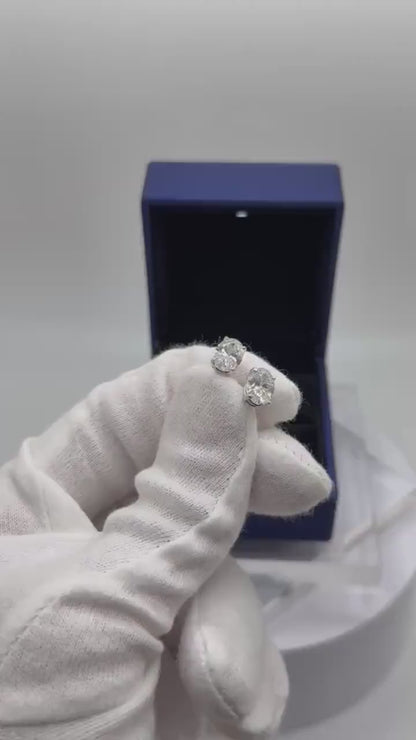 Oval 2 CT Certified Lab Grown Diamond Stud Earrings (1 CT Each)