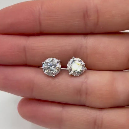 4 CT Round Certified Lab Grown Diamond Stud Earrings (2 CT Each)